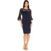 Adrianna Papell Womens Bell Sleeve Jersey Drape Dress(Midnight)