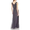 Adrianna Papell Womens Blsn Beaded Art Nouveau(Gunmetal)