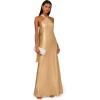 Adrianna Papell Women’s Foiled Woven Halter Gown(Light Gold)
