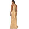Adrianna Papell Women’s Foiled Woven Halter Gown(Light Gold)