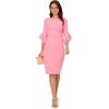 Adrianna Papell Womens Knit Crepe Tiered Sleeve Dress(Cherry Blossom)