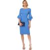 Adrianna Papell Womens Knit Crepe Tiered Sleeve Dress(Cool Water)