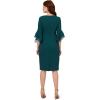 Adrianna Papell Womens Knit Crepe Tiered Sleeve Dress(Hunter)