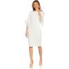Adrianna Papell Womens Knit Crepe Tiered Sleeve Dress(Ivory)