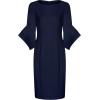 Adrianna Papell Womens Knit Crepe Tiered Sleeve Dress(Navy Sateen)