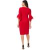 Adrianna Papell Womens Knit Crepe Tiered Sleeve Dress(Red)