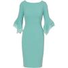 Adrianna Papell Womens Knit Crepe Tiered Sleeve Dress(Smoky Jade)
