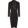 Adrianna Papell Women’s Knit Crepe Tuxedo Wrap Dress(Black)