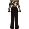 Adrianna Papell Womens Lace and Crepe Jumpsuit(Black/Gold)