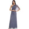 Adrianna Papell Women’s Long Beaded Dress(Dusty Blue)