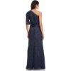 Adrianna Papell Women’s Long Beaded Dress(Dusty Navy)