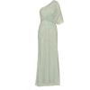 Adrianna Papell Women’s Long Beaded Dress(Icy Sage)