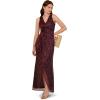 Adrianna Papell Womens Metallic Mesh Cascade GownSpecial Occasion Dress(Burgundy/Gold)