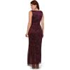 Adrianna Papell Womens Metallic Mesh Cascade GownSpecial Occasion Dress(Burgundy/Gold)
