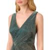 Adrianna Papell Womens Metallic Mesh Cascade GownSpecial Occasion Dress(Evergreen)