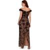 Adrianna Papell Womens Off Shoulder Bead Long Dress(Black/Rosegold)