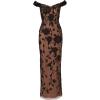 Adrianna Papell Womens Off Shoulder Bead Long Dress(Black/Rosegold)