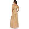 Adrianna Papell Womens Off Shoulder Bead Long Dress(Champagne Gold)
