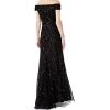 Adrianna Papell Women’s Off The Shoulder Crunchy Bead Gown(Black)