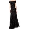 Adrianna Papell Women’s Off The Shoulder Crunchy Bead Gown(Black)