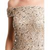 Adrianna Papell Women’s Off The Shoulder Crunchy Bead Gown(Champagne)