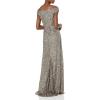 Adrianna Papell Women’s Off The Shoulder Crunchy Bead Gown(Lead)