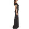 Adrianna Papell Women’s Off The Shoulder Crunchy Bead Gown(Navy)