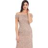 Adrianna Papell Women’s Off The Shoulder Crunchy Bead Gown(Rosegold)