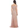 Adrianna Papell Women’s Off The Shoulder Crunchy Bead Gown(Rosegold)