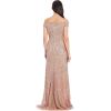 Adrianna Papell Women’s Off The Shoulder Crunchy Bead Gown(Rosegold)