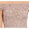 Adrianna Papell Women’s Off The Shoulder Crunchy Bead Gown(Rosegold)