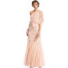 Adrianna Papell Women’s One Shoulder Beaded Dress(Blush)