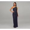 Adrianna Papell Women’s One Shoulder Beaded Dress(Dusty Navy)