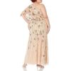 Adrianna Papell Women’s One Shoulder Beaded Dress(Nude)