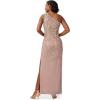 Adrianna Papell Women’s One Shoulder Beaded Dress(Stone)