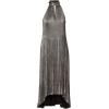 Adrianna Papell Womens Pleated Metallic Ankle Dress(Gunmetal/Black)