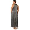 Adrianna Papell Womens Pleated Metallic Ankle Dress(Gunmetal/Black)