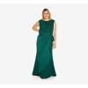 Adrianna Papell Womens Satin Crepe Gown(Dark Jade)