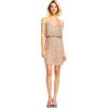 Adrianna Papell Women’s Short Blouson Beaded Cocktail Dress(Taupe/Pink)