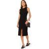 Adrianna Papell Women’s Sleeveless Midi Length Sweater Dress with a Front Slit(Black)
