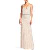 Adrianna Papell Womens Slvlss Blouson Beaded Gwn(Cassis)