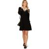 Adrianna Papell Women’s V-Neck Long Sleeve Sweater Dress with Contrast Tipping(Black/Ivory)