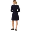 Adrianna Papell Women’s V-Neck Long Sleeve Sweater Dress with Contrast Tipping(Blue Moon/Ivory)