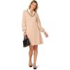 Adrianna Papell Women’s V-Neck Long Sleeve Sweater Dress with Contrast Tipping(Champagne Blush/Black)