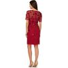 Adrianna Papell Women’s Velvet Embellish Mesh Dress(Cranberry)