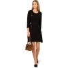 Adrianna Papell Women’s Waffle Textured Fit and Flare Knee Length Sweater Dress(Black)