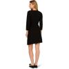 Adrianna Papell Women’s Waffle Textured Fit and Flare Knee Length Sweater Dress(Black)