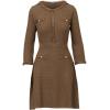 Adrianna Papell Women’s Waffle Textured Fit and Flare Knee Length Sweater Dress(Fatigue)