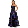 Adrianna Papell Strapless Floral Mikado Illusion Ballgown