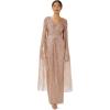 Adrianna Papell Womens Beaded Cape Long Dress(Rose Gold)